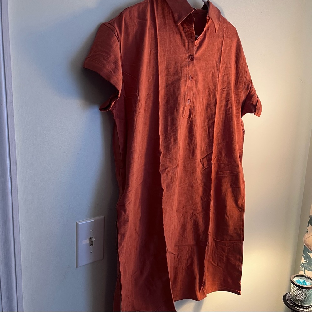 NWT Women’s rust colored button down dress Large - Picture 3 of 10